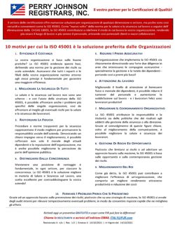 10 motivi per cui la ISO 45001 è la soluzione preferita dalle Organizzazioni